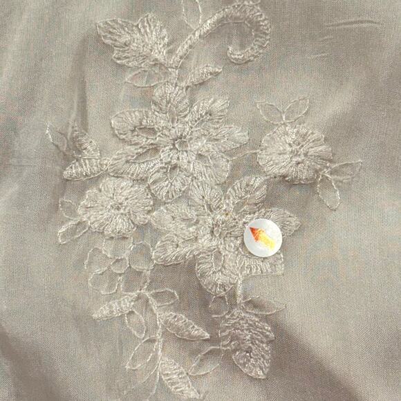 Angela Moda Top Silk Embroidered Floral Cottage Romantic Boho Italy Ivory Medium - Picture 6 of 8